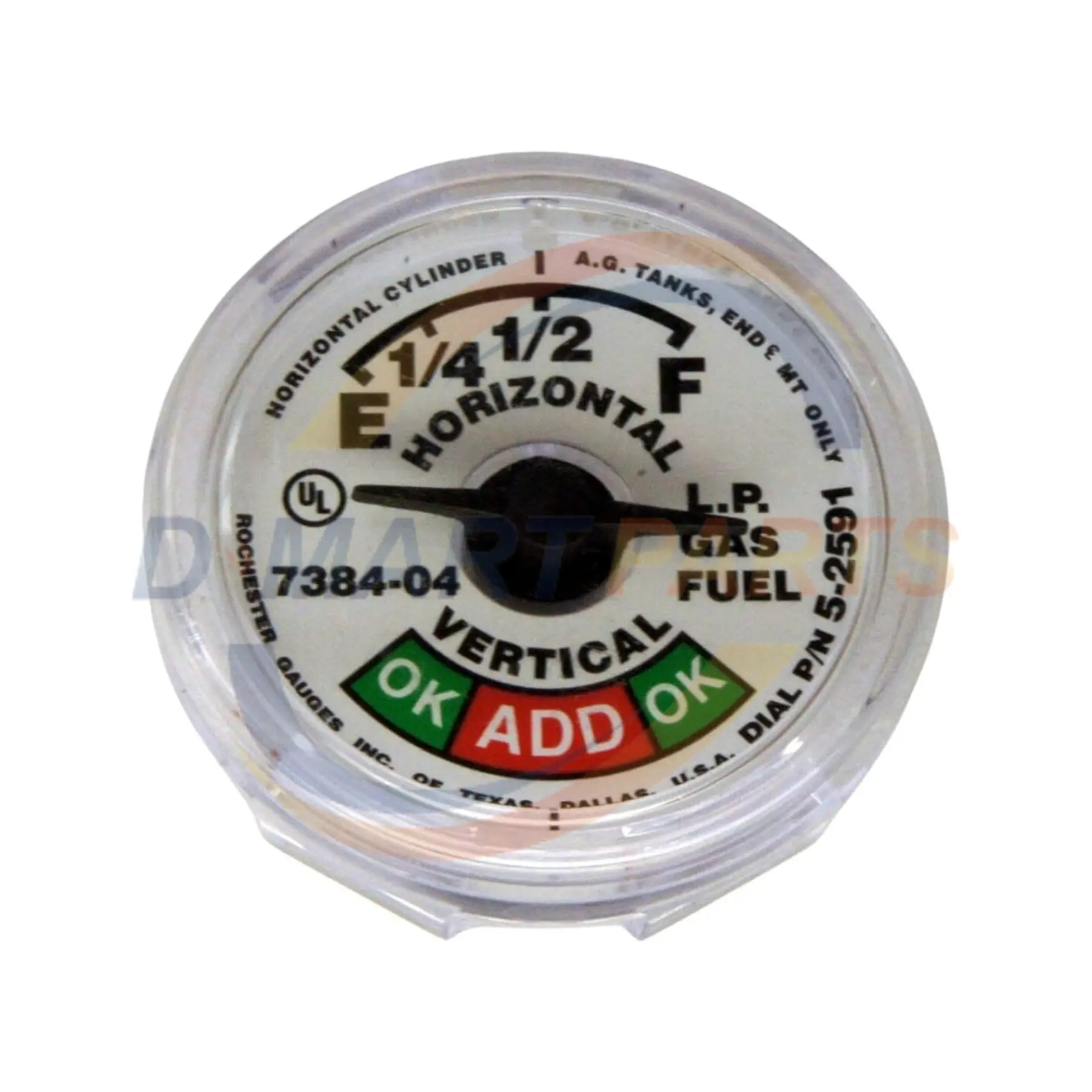 Manchester 5714S02591 7384-04 5-2591 Snap in Propane Sight Gauge Dial Fuel Level D Mart Parts