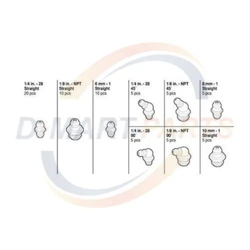 W5215 Grease fitting pack 70 pcs Mixed  Assortment degrees forklift D Mart Parts